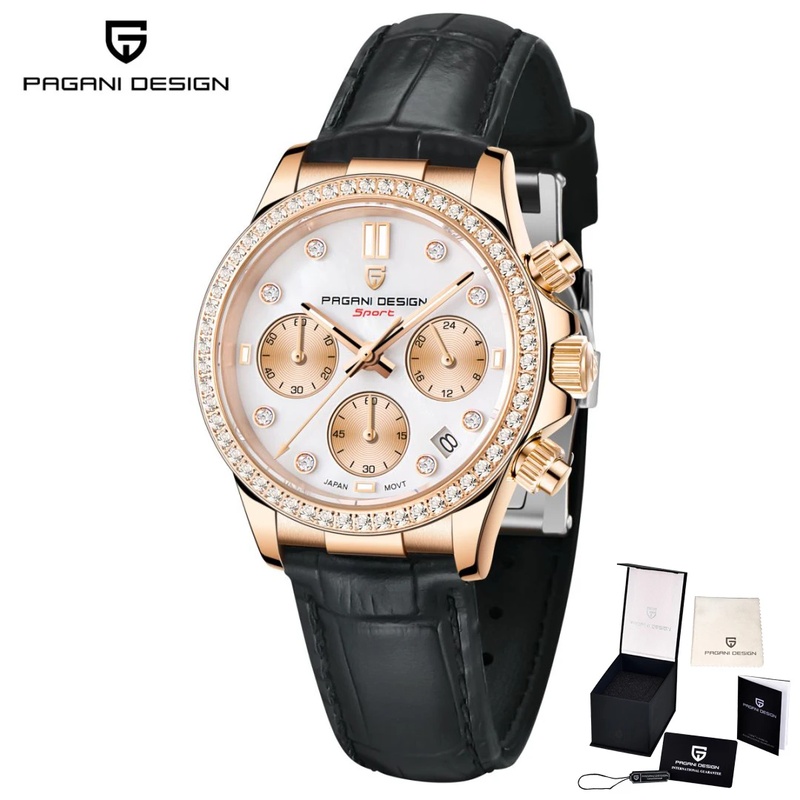 Luxury Watch Diamond - PAGANI DESIGN Luxe Dameshorloge met Diamanten,