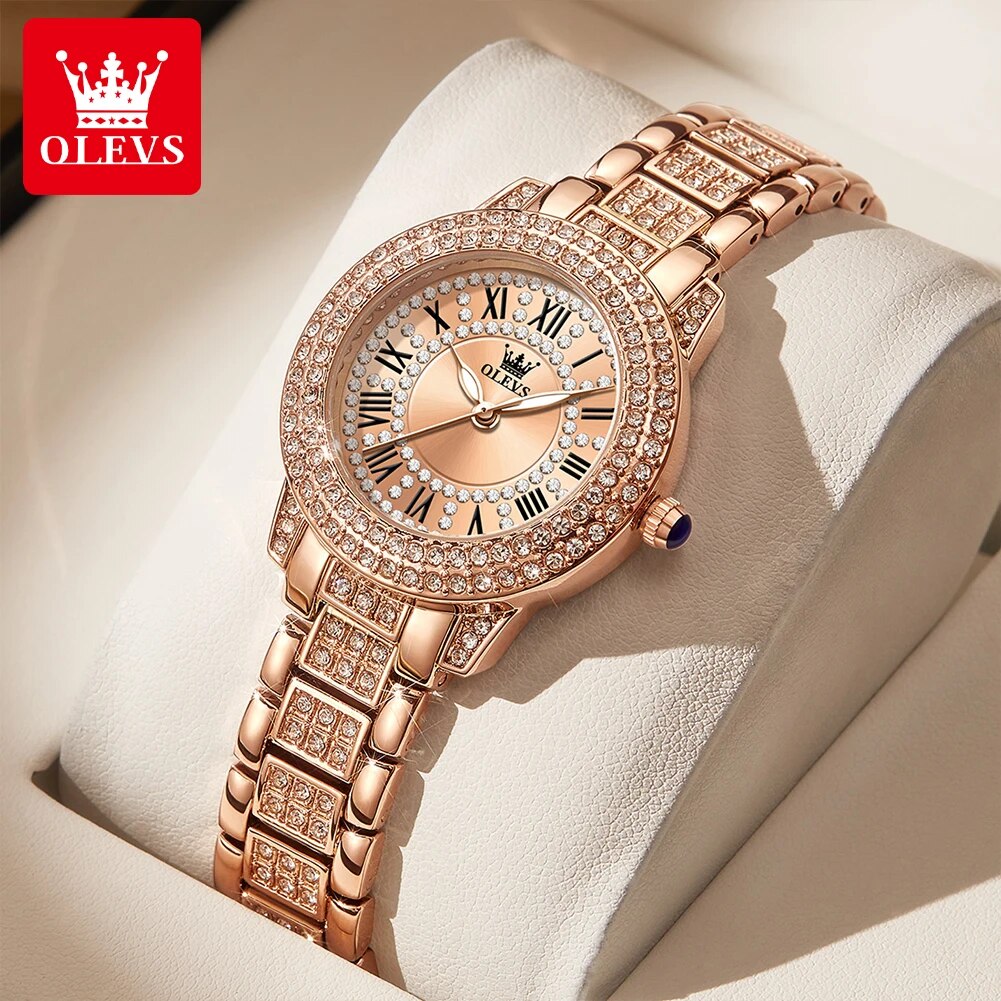 Luxury Watch Diamond - Olevs 9943 Luxe Volledig Diamant Origineel