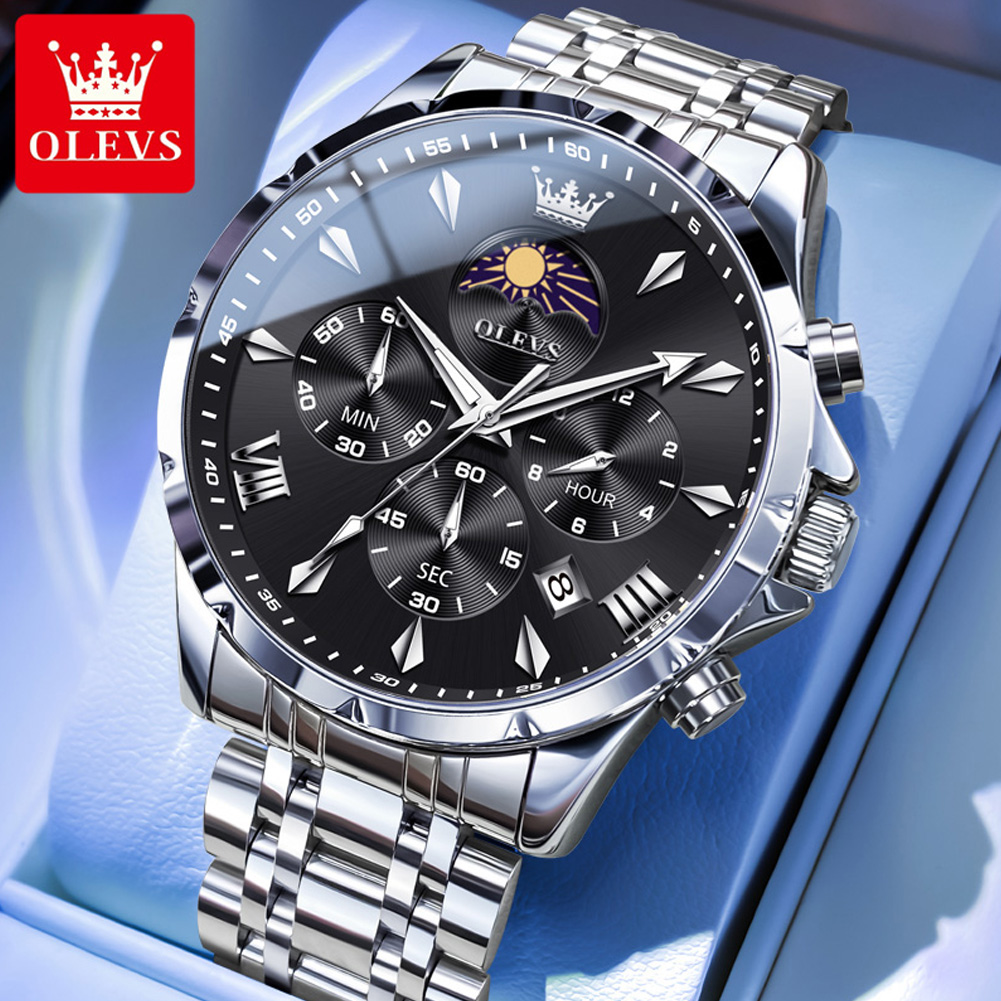 Luxury Watch Maker - OLEVS 3653 Merk Maanfase Kalender Herenhorloge