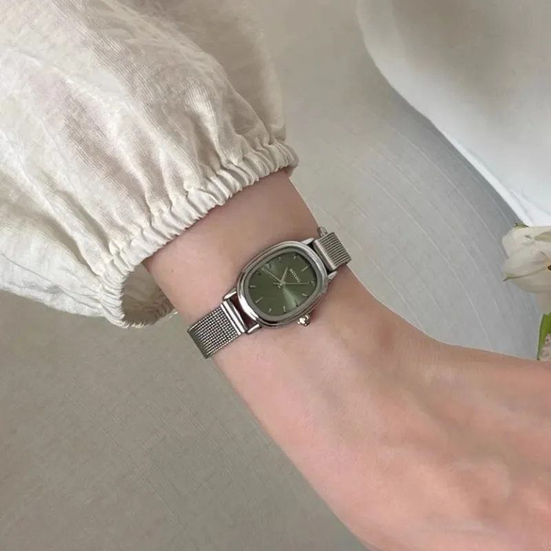 Luxury Quartz Watch Brands - Kleine Ovale Wijzerplaat Groen Horloge Eenvoudige