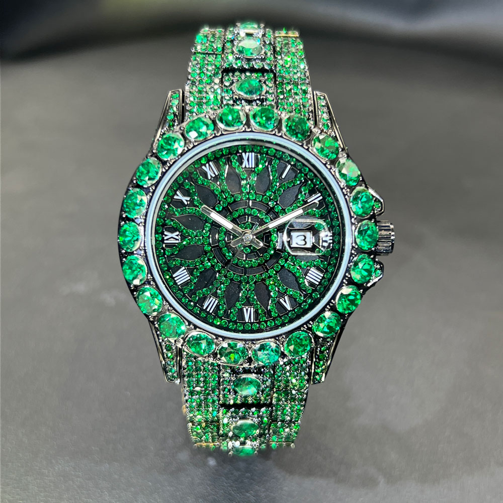 Luxury Watch And Jewelry Brand - Groene Diamanten Horloge Voor Mannen Merk