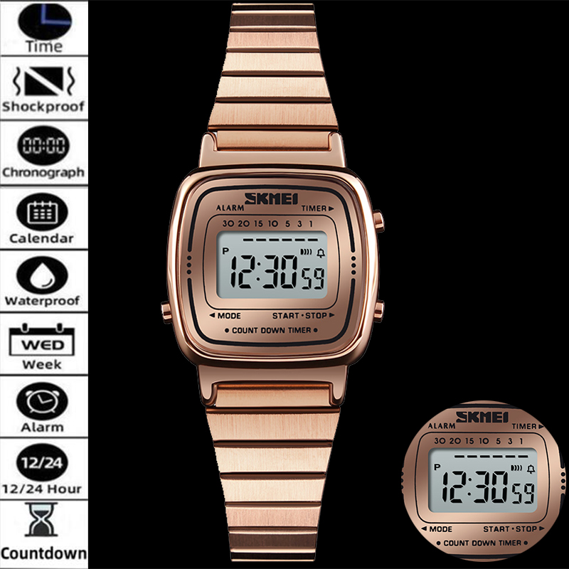 Perpetual Calendar Watch - Skmei digitale dameshorloges luxe roestvrijstalen band