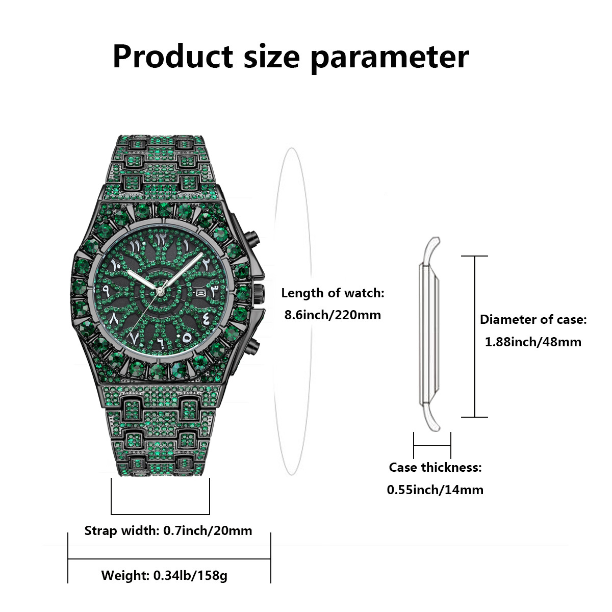 Hiphop Green Ice polshorloge h - Luxury Watch And Jewelry Brand recensie en prijs