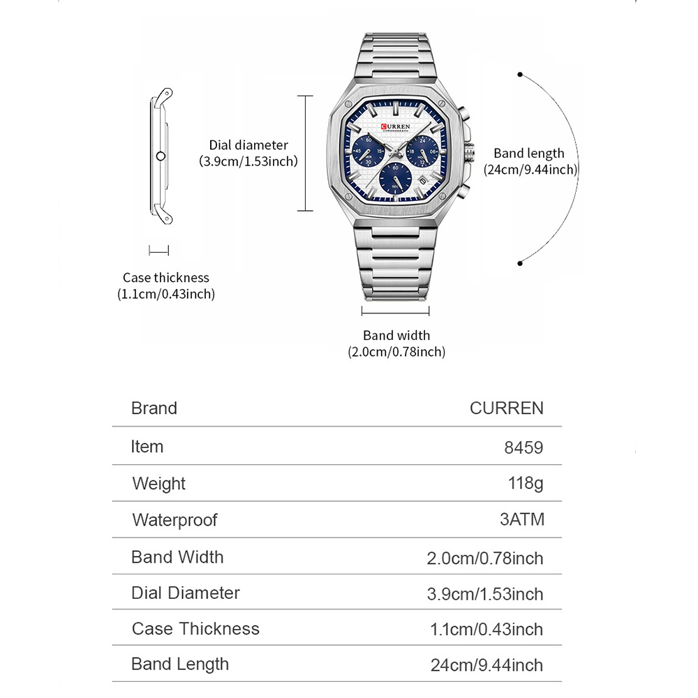 CURREN Luxe Vierkant Chrono Ho - Luxury Watch Men recensie en prijs